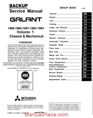 1989 1993 mitsubishi galant chassis and mechanical service manual page 1