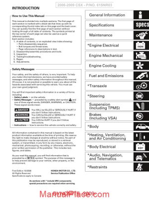 acura csx 06 09 shop manual page 1