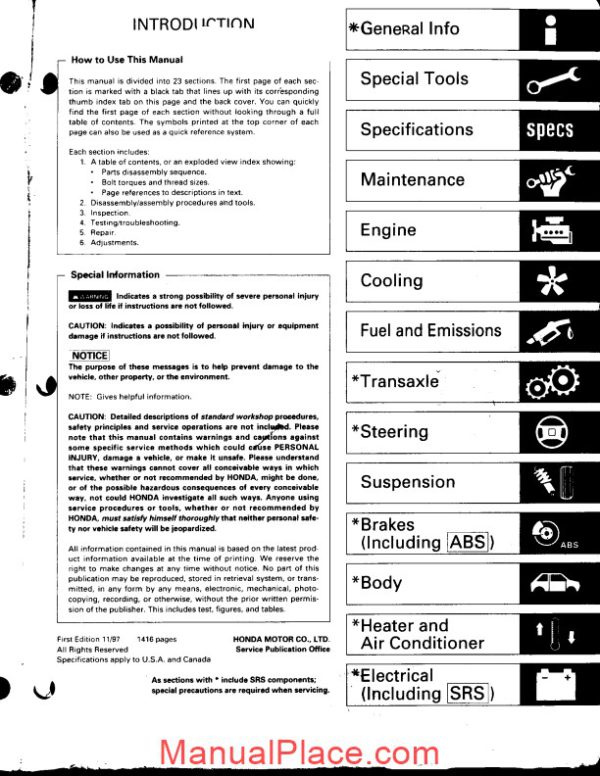 acura integra 1998 service manual page 2