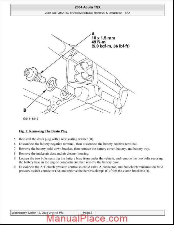 acura tsx 2003 2008 automatic transmission removal and installation page 2