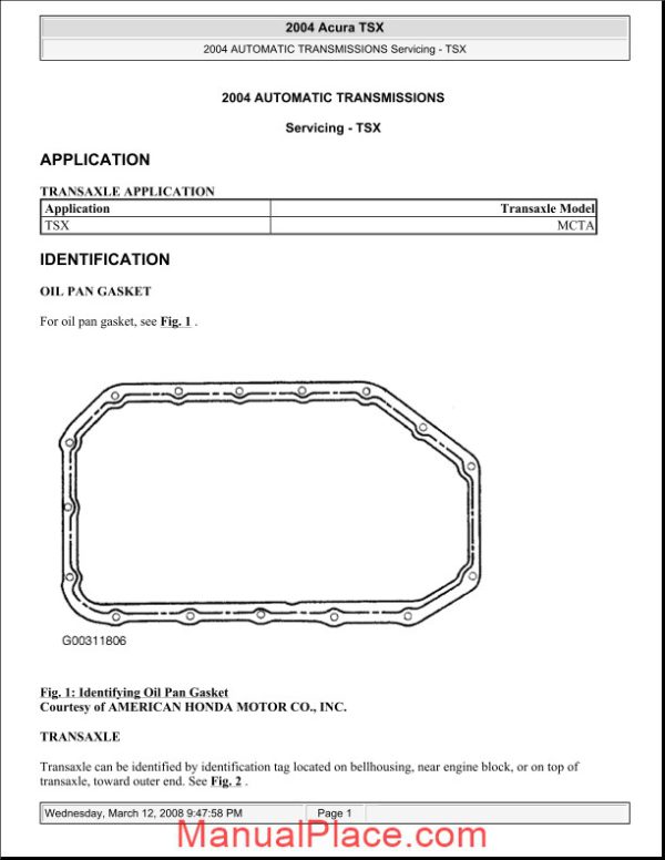 acura tsx 2003 2008 automatic transmission servicing page 1