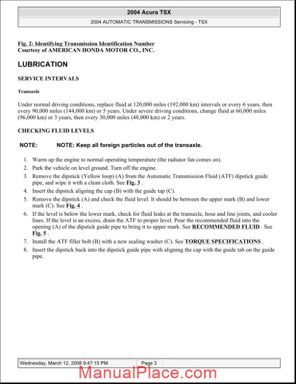 acura tsx 2003 2008 automatic transmission servicing page 3