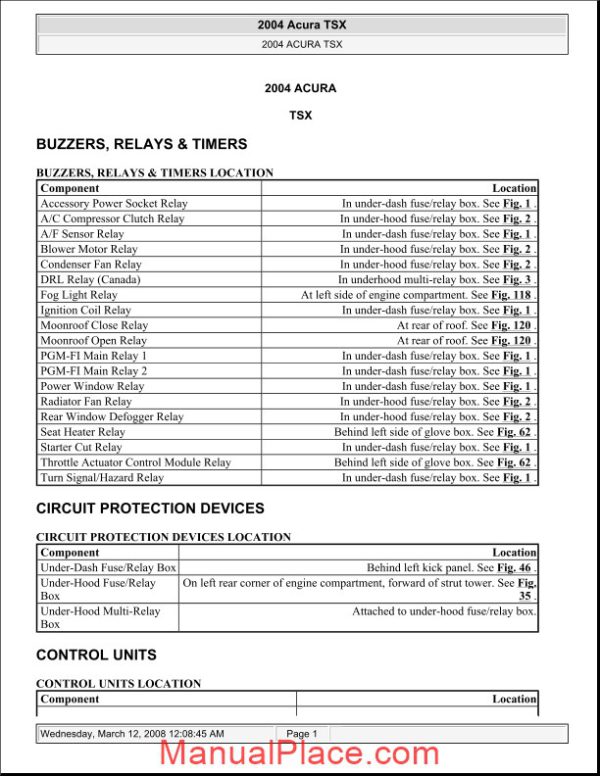 acura tsx 2003 2008 electrical component locator page 1