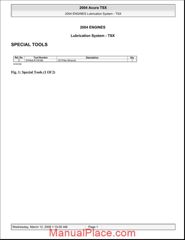 acura tsx 2003 2008 engine lubrication page 1