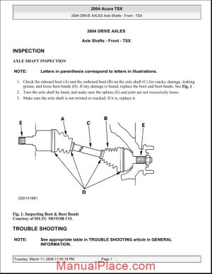 acura tsx 2003 2008 front axle shafts repair manual page 1