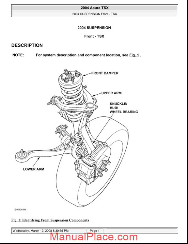 acura tsx 2003 2008 front suspension service repair manual page 1