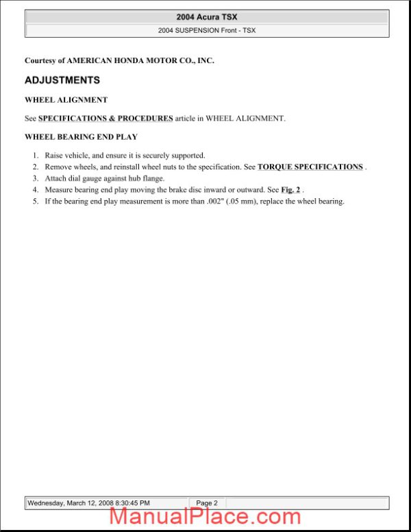 acura tsx 2003 2008 front suspension service repair manual page 2