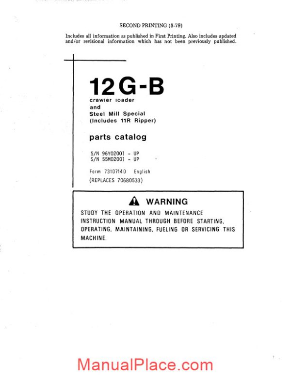 allis chalmers 12g b crawler loader parts catalog page 1