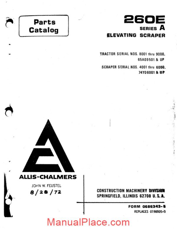 allis chalmers 260e series a elevating scraper parts catalog page 2