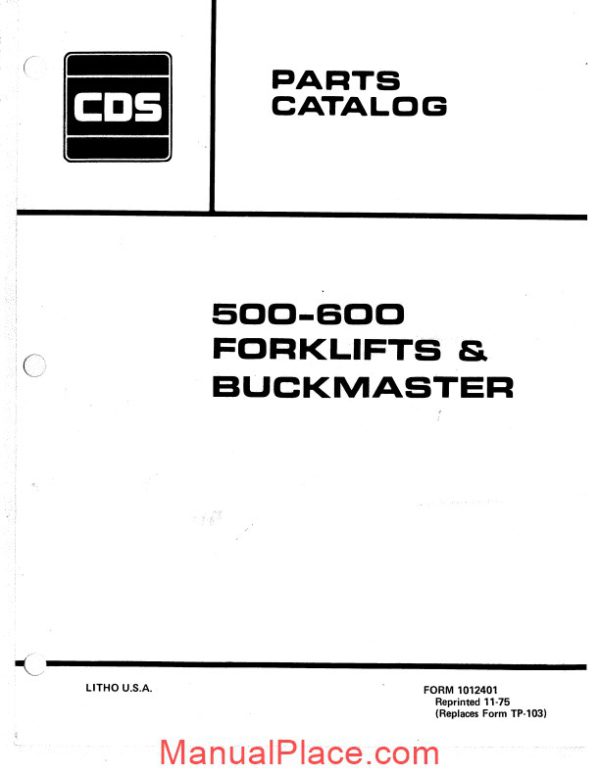 allis chalmers 500 600 forklifts and buckmaster parts catalog page 1