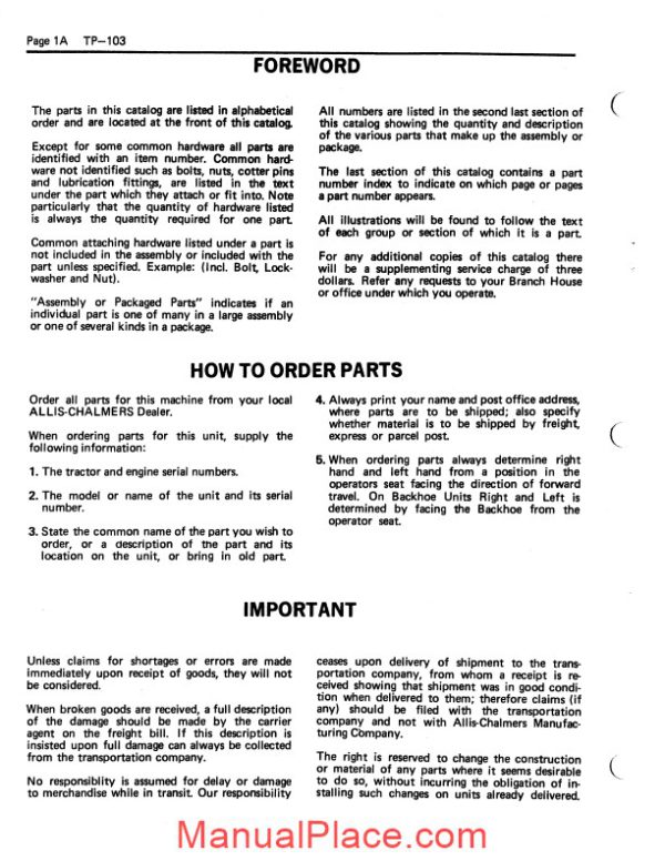 allis chalmers 500 600 forklifts and buckmaster parts catalog page 3