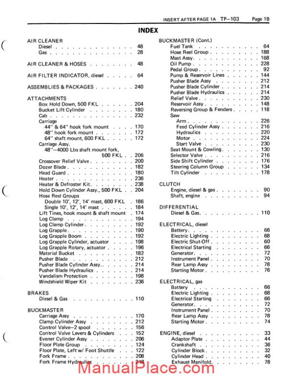 allis chalmers 500 600 forklifts and buckmaster parts catalog page 4