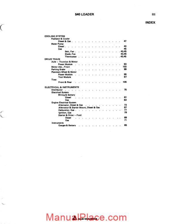 allis chalmers 540 articulated 4 wheel drive loader parts catalog page 4