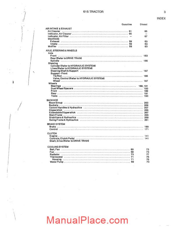 allis chalmers 615 models tractor backhoe loader parts catalog page 3