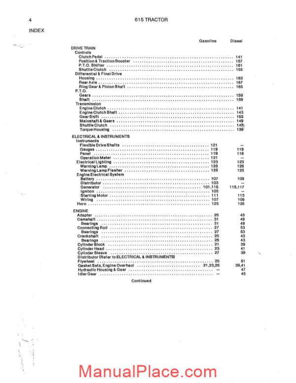 allis chalmers 615 models tractor backhoe loader parts catalog page 4