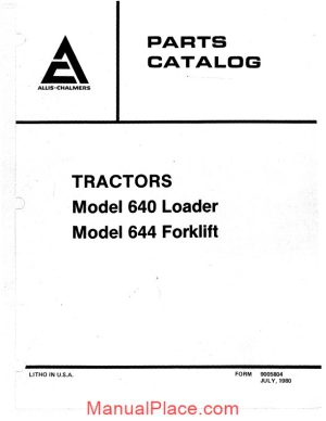 allis chalmers 640 644 loader forklift parts catalog page 1