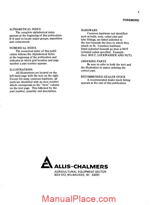 allis chalmers 640 644 loader forklift parts catalog page 2