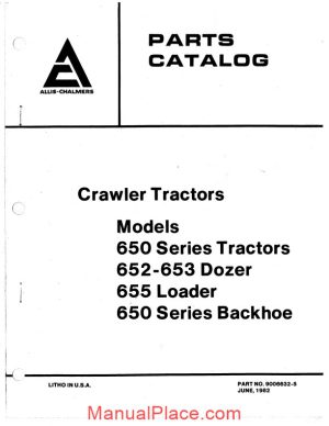 allis chalmers 650 652 653 655 tractor dozer loader backhoe parts catalog page 1