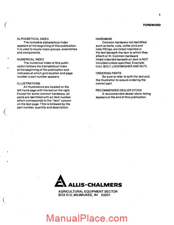 allis chalmers 650 652 653 655 tractor dozer loader backhoe parts catalog page 2