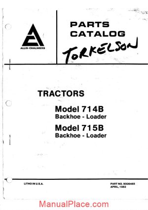 allis chalmers 714b 715b backhoe loader parts catalog page 1