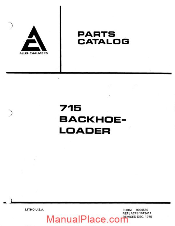 allis chalmers 715 backhoe loader parts catalog page 1