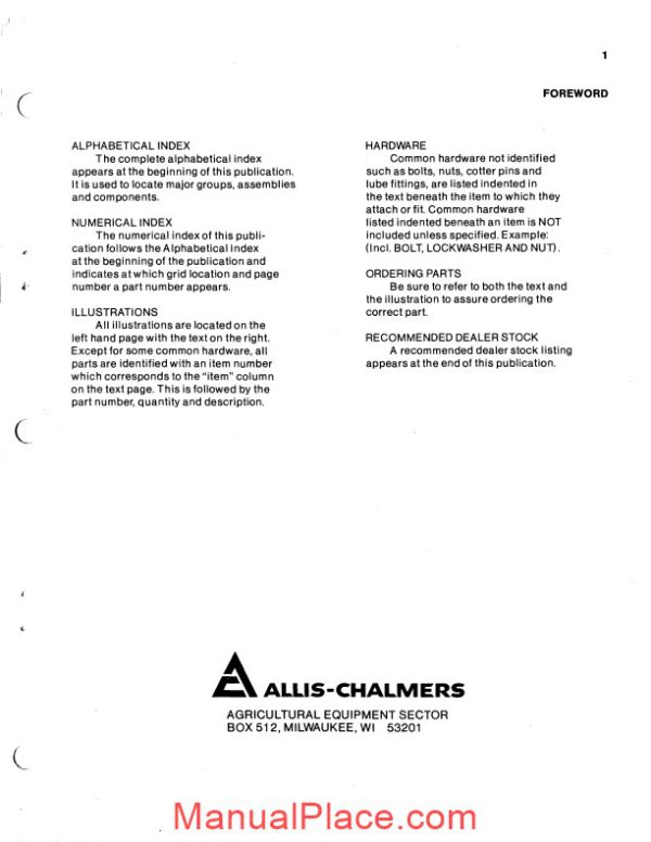 allis chalmers 840 840b articulated wheel loader forklift parts catalog page 2