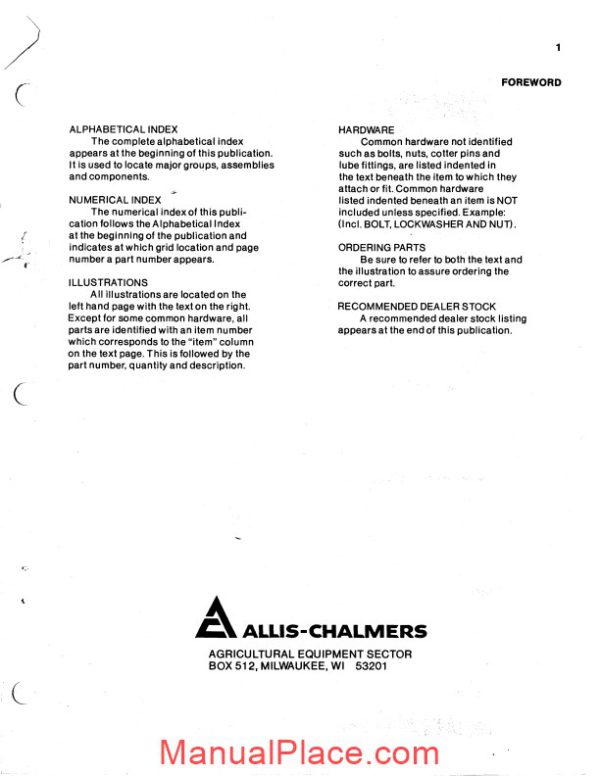 allis chalmers 840c loader parts catalog page 2