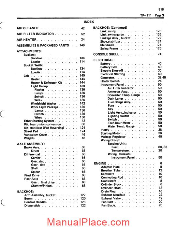 allis chalmers 918 backhoe loader parts catalog page 4