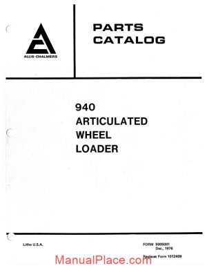 allis chalmers 940 articulated wheel loader parts catalog page 1