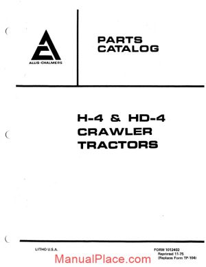 allis chalmers h4 hd4 crawler tractors parts catalog page 1