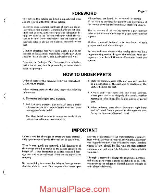 allis chalmers h4 hd4 crawler tractors parts catalog page 3