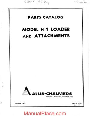 allis chalmers h4 hd4 loader parts catalog page 1