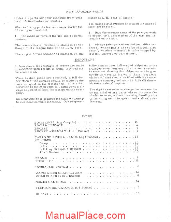 allis chalmers h4 hd4 loader parts catalog page 3