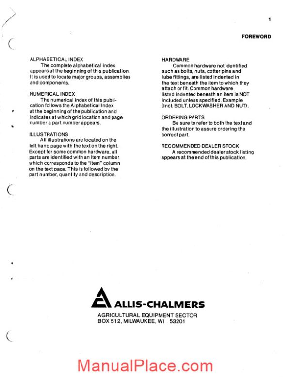 allis chalmers i40 i400 tractor parts catalog page 2