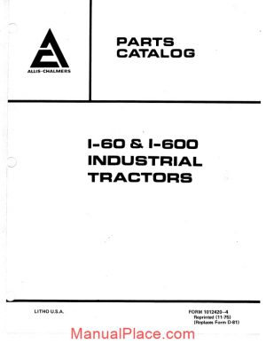 allis chalmers i60 i600 industrial tractors parts catalog page 1