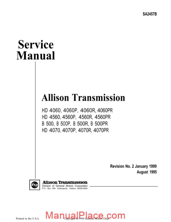 allison transmission sa2457b 1999 service manual page 1