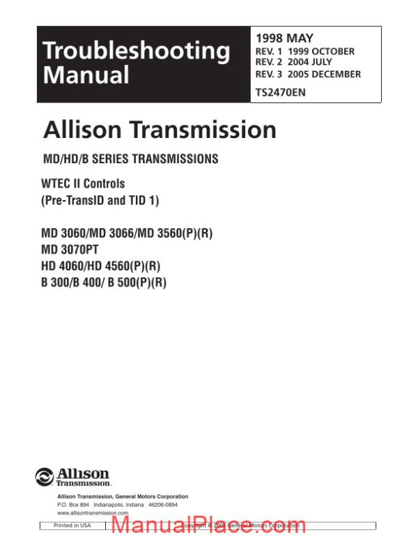 allison troubleshooting manual wtec ii page 2