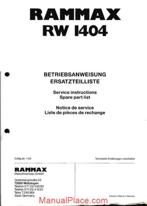 ammann pc rw1404 v199301 parts catalogue page 1