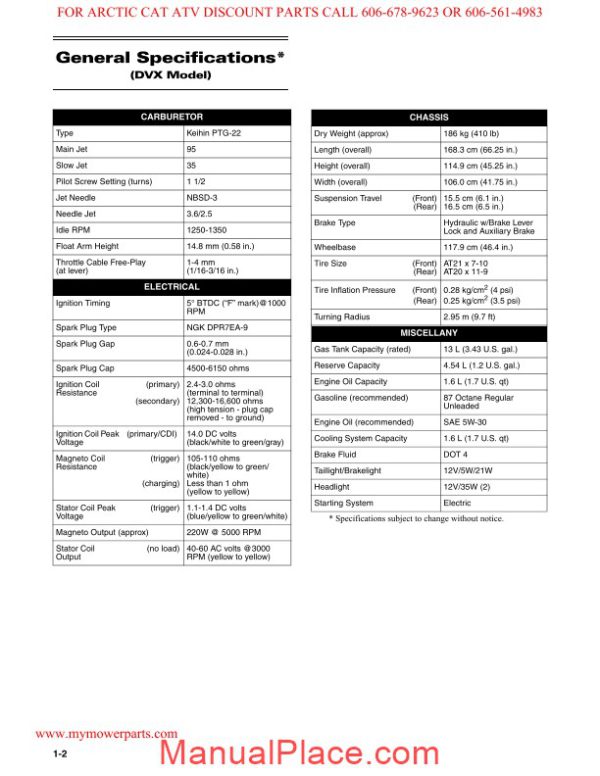 arctic cat 2006 dvx utility 250 service manual page 4