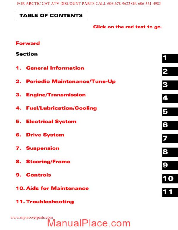 arctic cat 2006 y6 y12 50cc 90cc service manual page 2