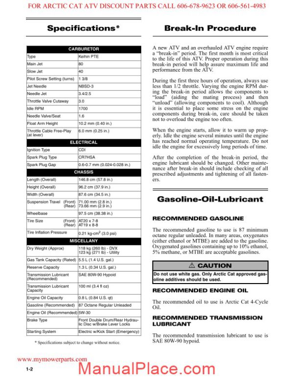 arctic cat 2007 y12 90cc service manual page 4