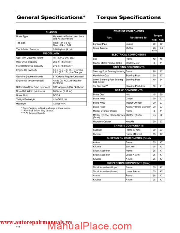 arctic cat 2008 366 service manual page 4