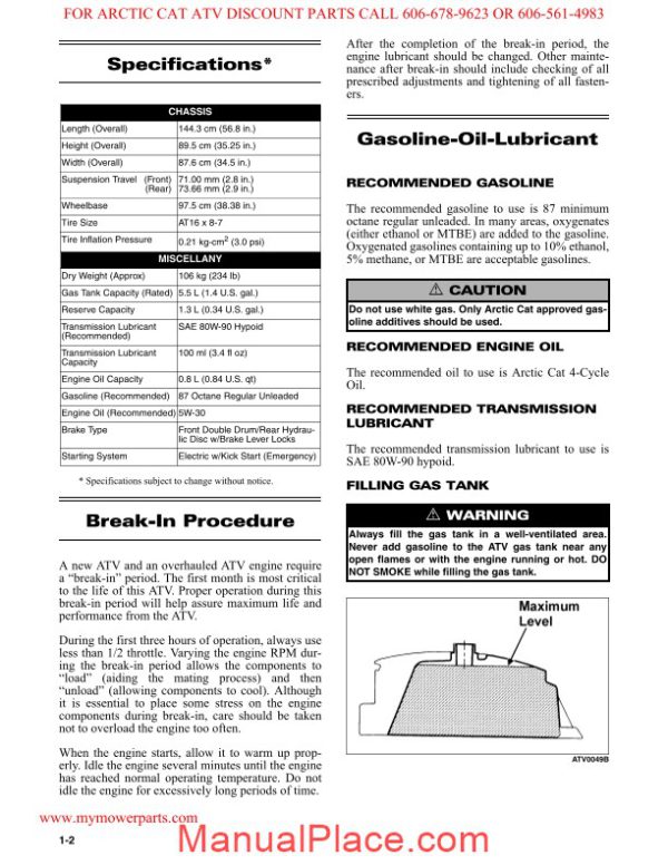 arctic cat 2008 dvx 50 utility service manual page 4