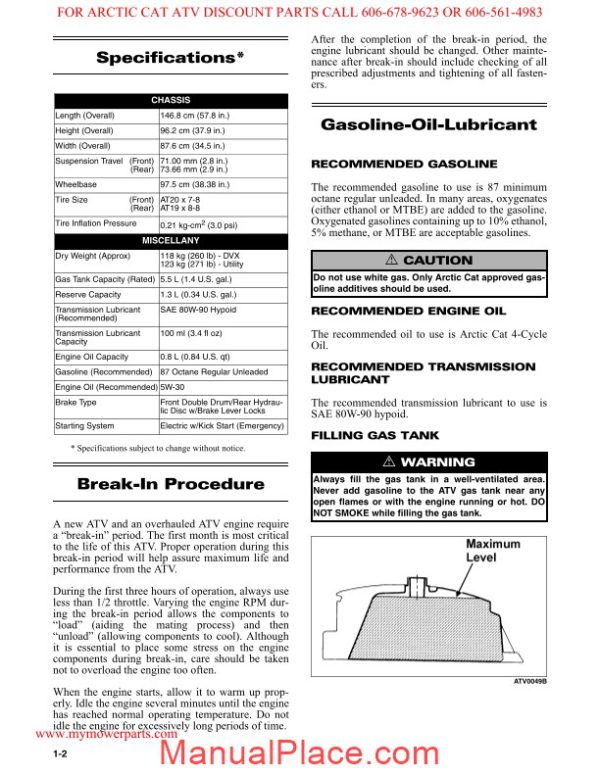 arctic cat 2008 dvx 90 utility 90 service manual page 4