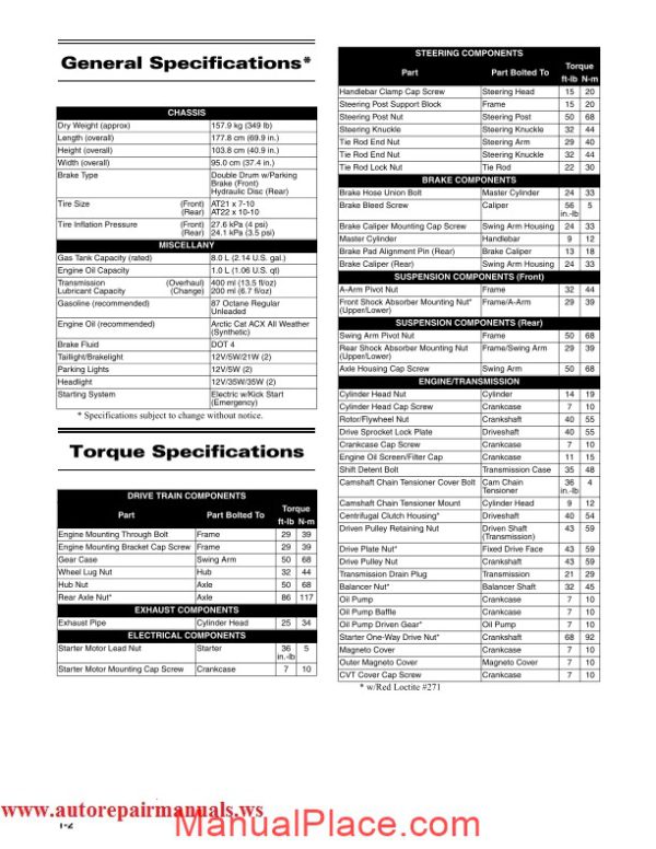 arctic cat 2009 150 service manual page 4