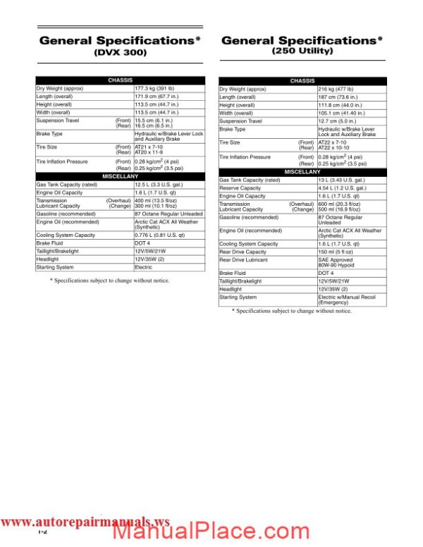 arctic cat 2009 250 utility dvx 300 service manual page 4