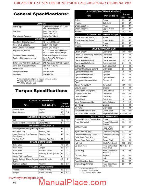 arctic cat 2009 366 service manual page 4