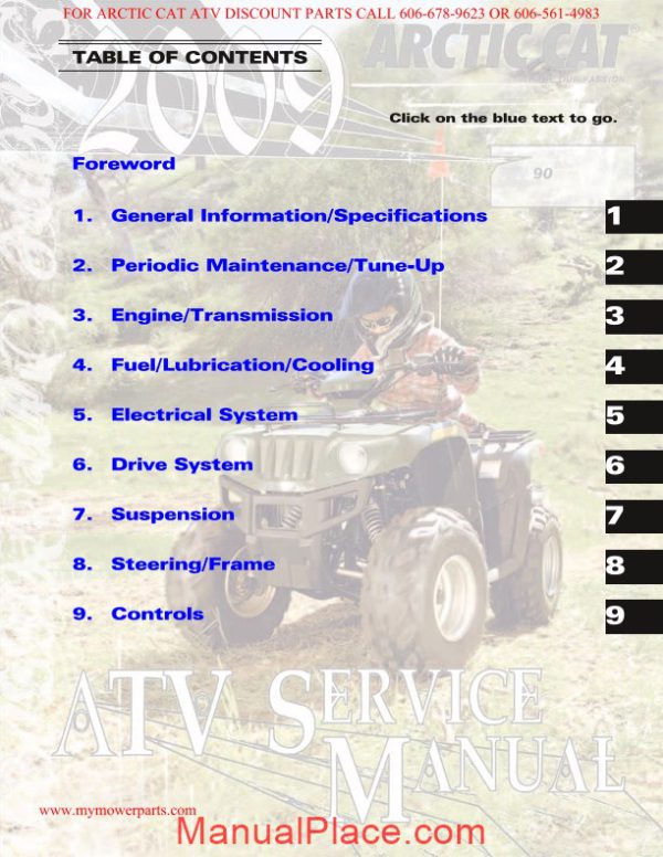 arctic cat 2009 90 service manual page 2