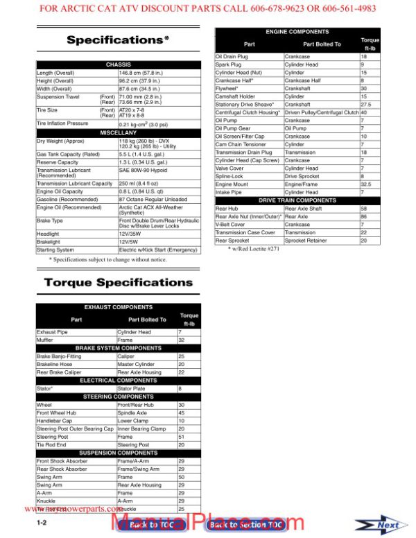 arctic cat 2009 90 service manual page 4