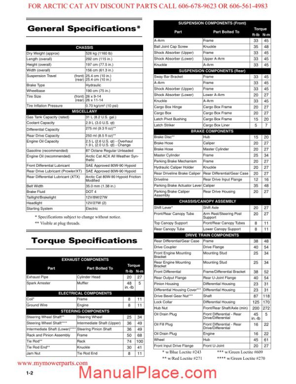 arctic cat 2009 prowler xt xtx service manual page 4